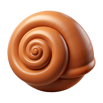 unforgettable traditional Concept art style, isolated cutout of a single, coiled snail shell, brown and spiraled with Transparent Background premium png