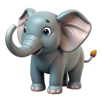 alluring baroque Elephant, trunk raised, wise expression, with Transparent Background high quality png