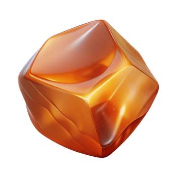 sumptuous industrial Concept art style, ultra-detailed, isolated cutout professional render of a single, polished piece of amber with Transparent Background high resolution png