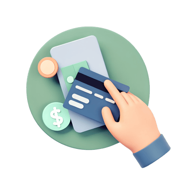 icon 3d style, A hand icon holding a credit card, representing payment transactions, online purchasing, or financial exchanges in business png