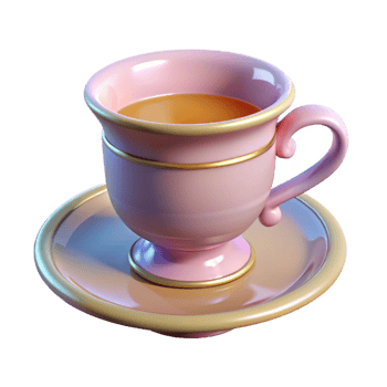 timeless renaissance Hyper-specific, professional render of a vintage teacup and saucer with Transparent Background premium png