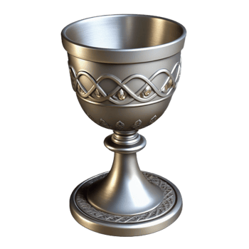breathtaking calm creative A single, ornate silver chalice, etched with runes, with Transparent Background authentic png