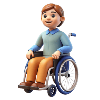 ethereal pristine Person with disability in wheelchair, disability portrait, with Transparent Background handcrafted png