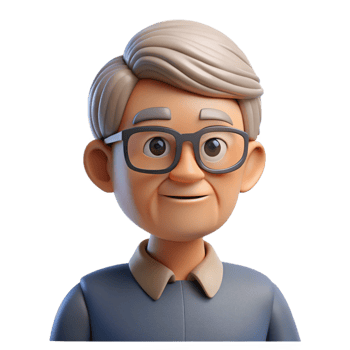 sumptuous romantic organic Thoughtful senior man, glasses, grey hair, with Transparent Background authentic png