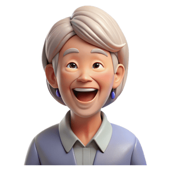 harmonious stunning Happy senior woman, laughing, with Transparent Background fine detail png