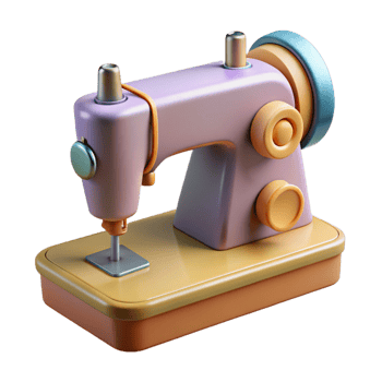 immaculate acclaimed Hyper-specific, concept art style, isolated cutout, vintage sewing machine with pedal with Transparent Background png