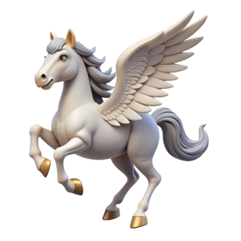 peaceful gorgeous A prancing pegasus, wings spread wide with Transparent Background ultra HD png