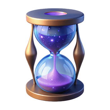 remarkable elegant Concept art style, hyper-specific, professional render of a single, ornate, cosmic hourglass filled with stardust Isolated cutout with Transparent Background high resolution png