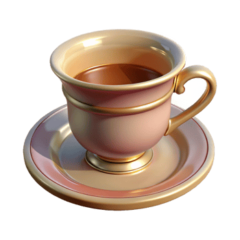 exquisite calm tropical Ultra-detailed, photorealistic, professional render, isolated cutout of a vintage teacup and saucer with Transparent Background expertly shot png