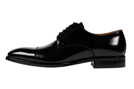 Elegant Single Black Leather Oxford Dress Shoe with Laces Isolated on a Clean Transparent Background, Emphasizing Classic Design, Fine Craftsmanship png