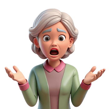 radiant memorable Confused senior woman with a puzzled expression, with Transparent Background png