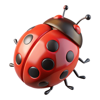 wonderful mysterious futuristic Concept art style, hyper-specific isolated cutout of a single, colorful ladybug with distinct black spots on its red shell with Transparent Background precision png