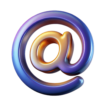impressive reflective avant-garde A stylized at symbol, abstract and digital with Transparent Background professional png