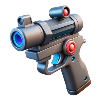 glorious tranquil art deco Laser pistol with targeting scope with Transparent Background 8K png