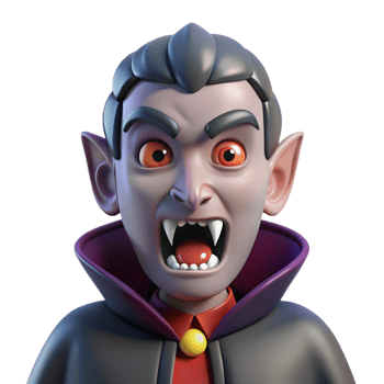harmonious picturesque A menacing vampire, fangs bared with Transparent Background detailed png