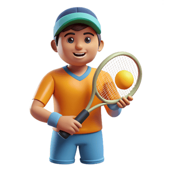 remarkable minimalist Athlete holding a tennis racket, with Transparent Background luxury png