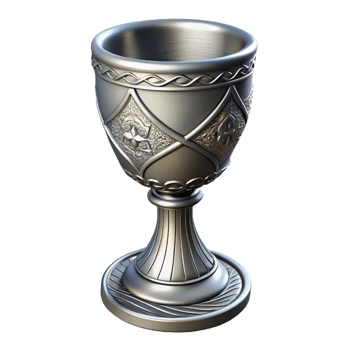 beautiful bold surreal A single, ornate silver goblet, etched with runes with Transparent Background high resolution png