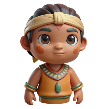 whimsical magnificent Professional render isolated cutout ultra-detailed concept art style of a tribal child's clay doll adorned with symbolic markings with Transparent Background museum quality png