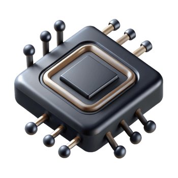 enchanting tranquil elegant Concept art style, isolated cutout of a sleek, black, data chip with glowing circuitry, hyper-specific details with Transparent Background gallery standard png