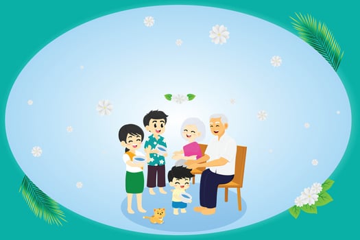 Happy family with children and grandchildren in a circle vector