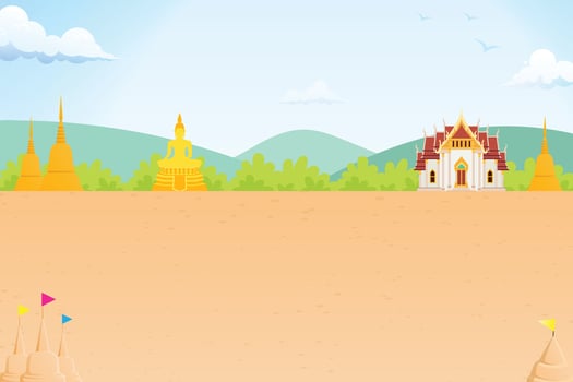 Thailand background with pagodas and mountains vector