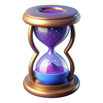 splendid unparalleled Concept art style, hyper-specific, professional render of a single, ornate, cosmic hourglass filled with stardust Isolated cutout with Transparent Background png