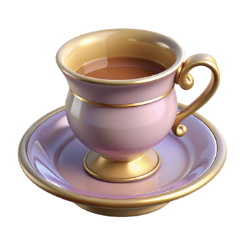 inspired renaissance Ultra-detailed, photorealistic, professional render, isolated cutout of a vintage teacup and saucer with Transparent Background ultra HD png