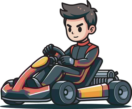 Go kart racer cartoon illustration vector