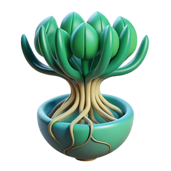 impressive intense nordic Concept art style, isolated cutout of a biomechanical plant root system node, ultra-detailed, professional render with Transparent Background original png