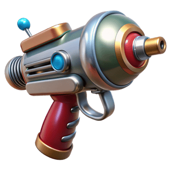 serene coastal Retro ray gun, chrome and wood finish, bubble chamber power source with Transparent Background top-tier png