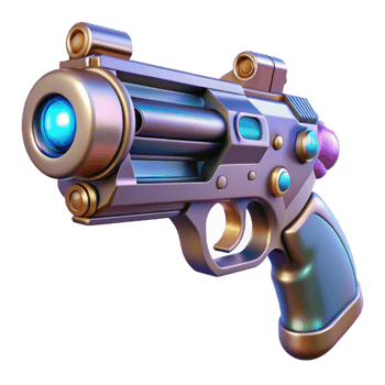 sought-after gothic Hyper-specific, isolated cutout An ultra-detailed, concept art style rendering of a futuristic pistol with a pearl handle and laser sight with Transparent Background high quality png