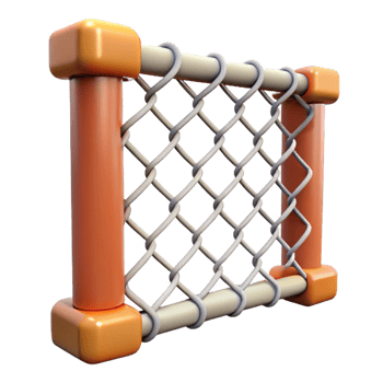 timeless futuristic Photorealistic, isolated cutout of a single, section of chain link fence with Transparent Background 8K png