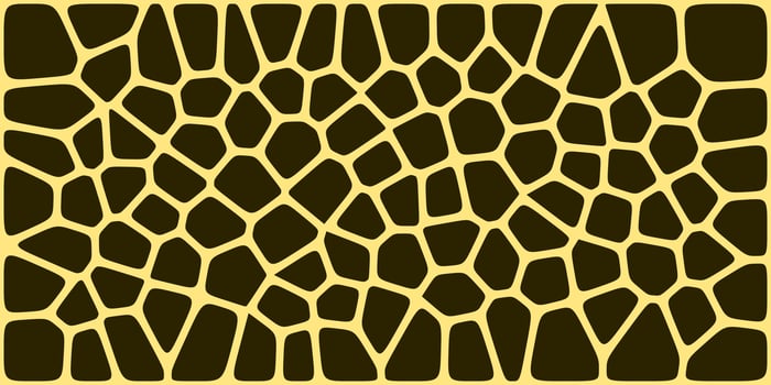 Abstract giraffe-like pattern with irregular yellow shapes outlined on a dark brown background, forming a mosaic or animal skin texture. vector