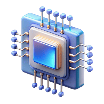dazzling distinctive High-tech data chip with intricate circuitry and glowing data streams with Transparent Background png