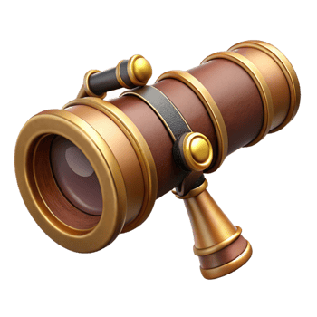 impressive intense retro Steampunk telescope with brass accents and a leather lens cover with Transparent Background handcrafted png