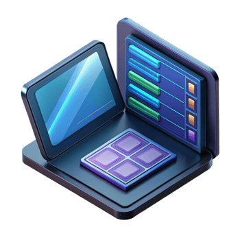elegant coveted Ultra-detailed, professional render of a single, futuristic, foldable tablet device, displaying a complex user interface Isolated cutout with Transparent Background png