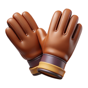 glorious vintage Photorealistic, ultra-detailed isolated cutout of a vintage leather gloves with Transparent Background refined png