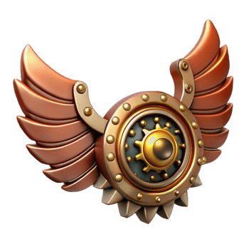 pristine dreamy renaissance Steampunk wings crafted from gears, leather, and brass with Transparent Background studio quality png
