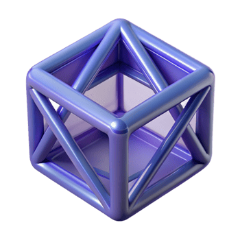 exquisite coastal Concept art style, professional render of a single, isolated, rotating tesseract, wireframe style Isolated cutout with Transparent Background precision png