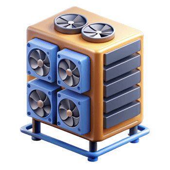 serene passionate artistic Server rack with cooling fans with Transparent Background sharp png