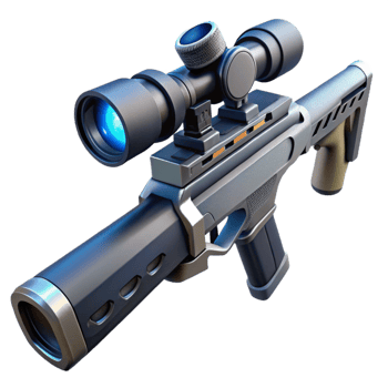 bold captivating Futuristic sniper rifle, long barrel, advanced scope with Transparent Background luxury png