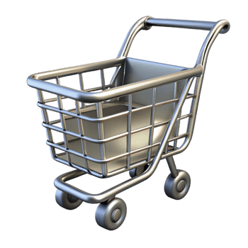 gorgeous energetic art deco A shopping cart, empty and metallic with Transparent Background genuine png