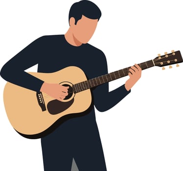 Man playing acoustic guitar in flat style illustration vector