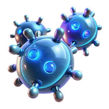 intense glorious Medical nanobots, microscopic, glowing particles with Transparent Background crisp png