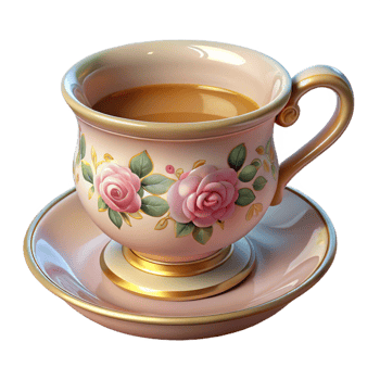 exemplary rustic Ultra-detailed, professional render of a vintage teacup with a floral pattern with Transparent Background handcrafted png