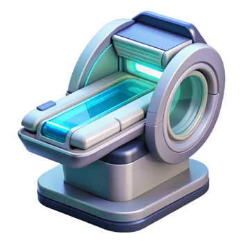 ethereal elegant Hyper-specific, concept art style isolated cutout of a futuristic medical scanner, ultra-detailed with Transparent Background 8K png