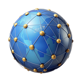 majestic harmonious impressionist A stylized world globe, abstract and interconnected with Transparent Background 8K png