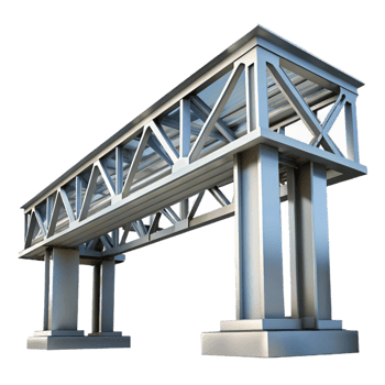 celebrated urban Steel bridge support girder, with Transparent Background top-tier png