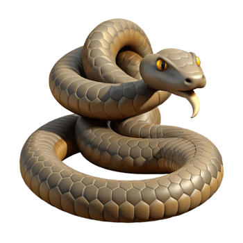 sumptuous harmonious traditional A slithering Rattlesnake, coiled, with Transparent Background museum quality png