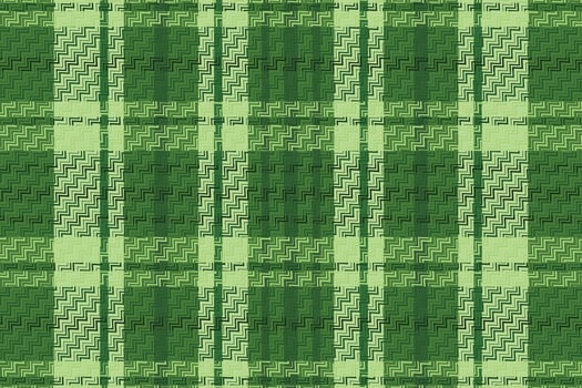 A green plaid fabric with a pattern vector